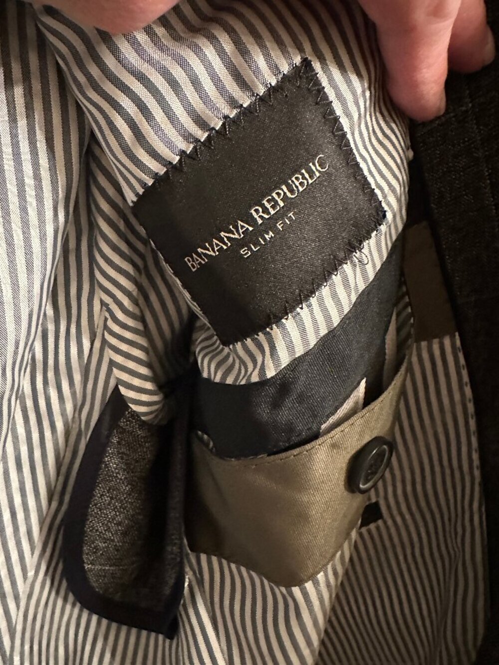 Banana Republic Slim Fit Gray Windowpane Marzotto Italian Wool Sport Coat - Picture 7 of 8